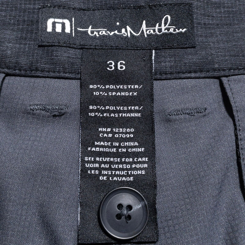 Travis Mathew Golf Shorts Men's 36 Gray/Black Wicking Stretch Flat Front
