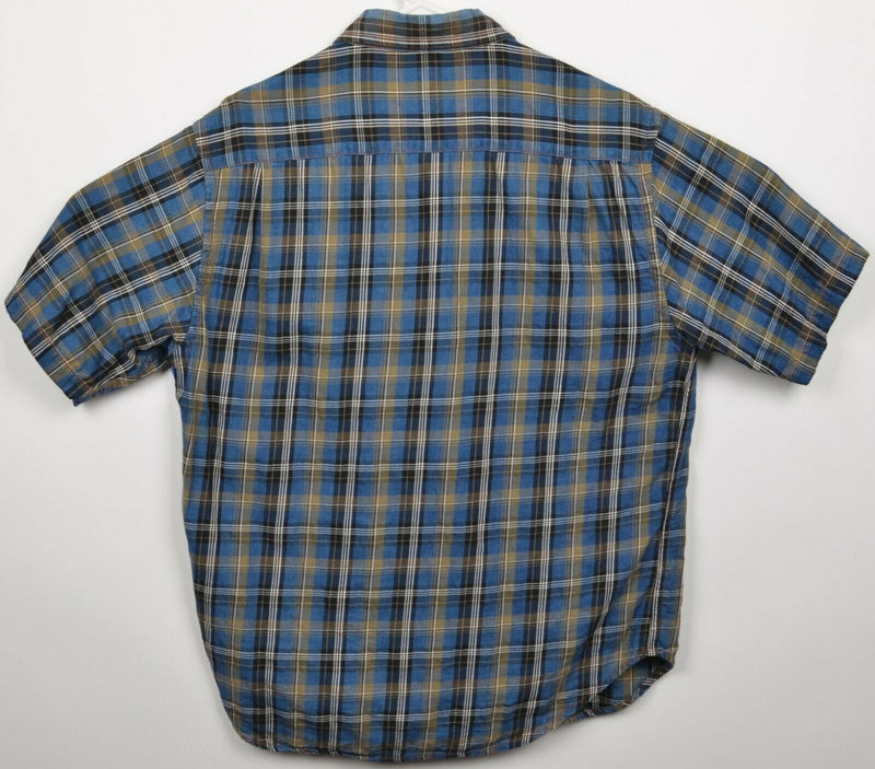 Carbon 2 Cobalt Men's Medium Blue Plaid Short Sleeve Button-Front Shirt