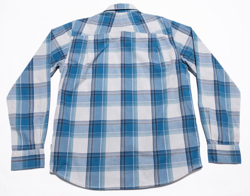 The North Face Snap Shirt Men's Medium Plaid Long Sleeve Blue Outdoor Casual