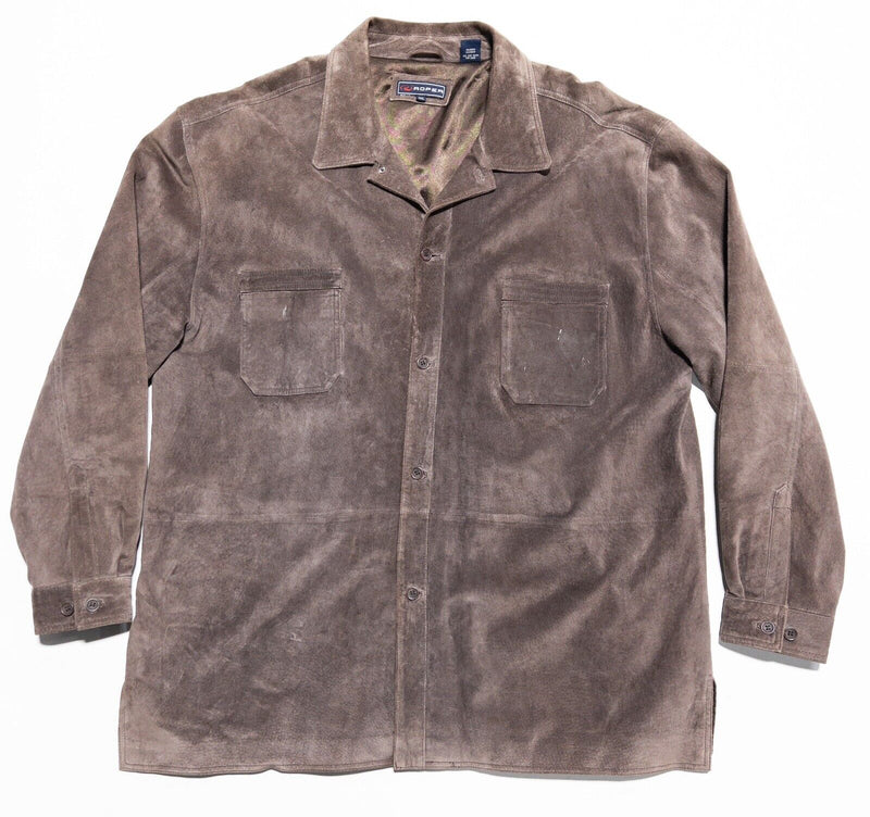 Roper Suede Leather Jacket Men's 2XL Brown Button-Front Collared Worn Western