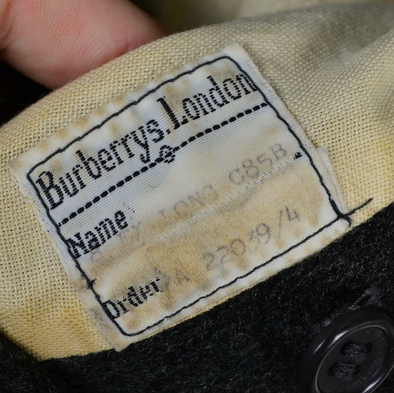 Vintage Burberry Women's 8 Long Wool Alpaca Nova Check Lined Gray Trench Coat