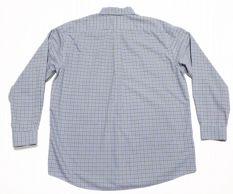 L.L. Bean Shirt Men's Large Wrinkle Resistant Long Sleeve Blue Plaid Button-Down