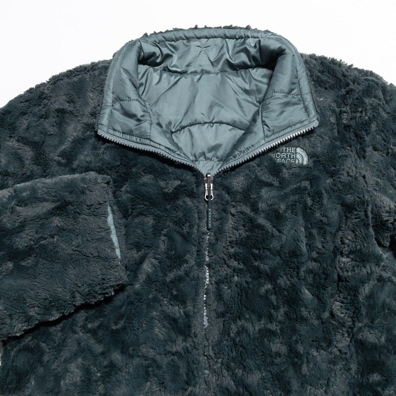 The North Face Reversible Jacket Women's Medium Zip Fuzzy Fleece Sherpa Green