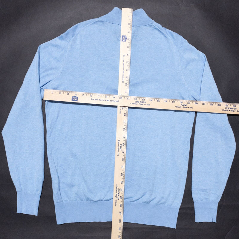 Peter Millar Crown Soft Sweater Men's Small Pullover 1/4 Zip Cotton Silk Blue