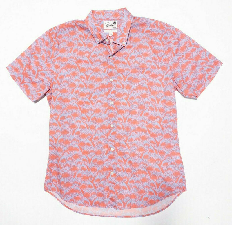 Bonobos Shark Shirt Large Slim Fit Men's Pink Blue Short Sleeve Button-Front
