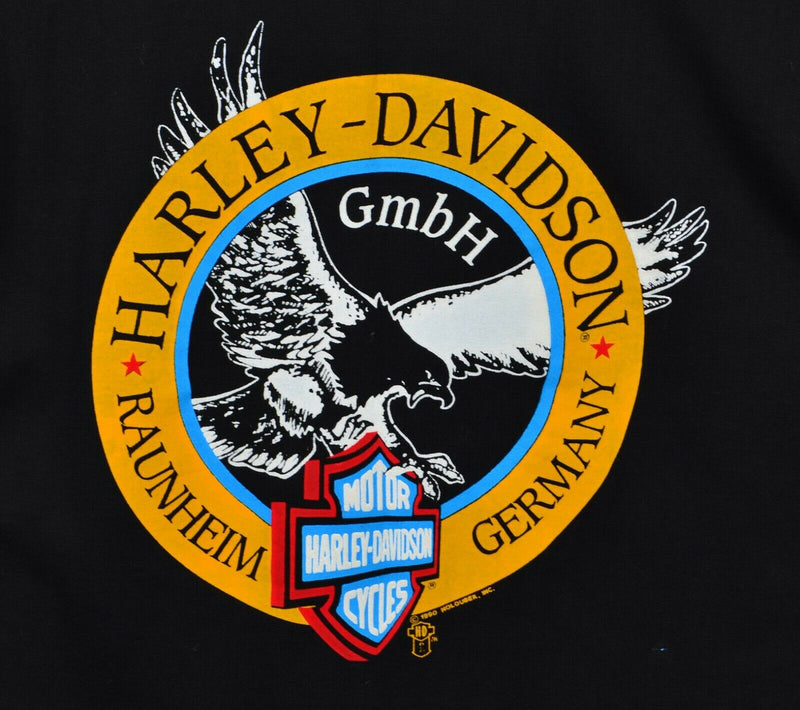 Vintage 1989 3D Emblem Mens XL Harley-Davidson Golden Gate Graphic Black T-Shirt