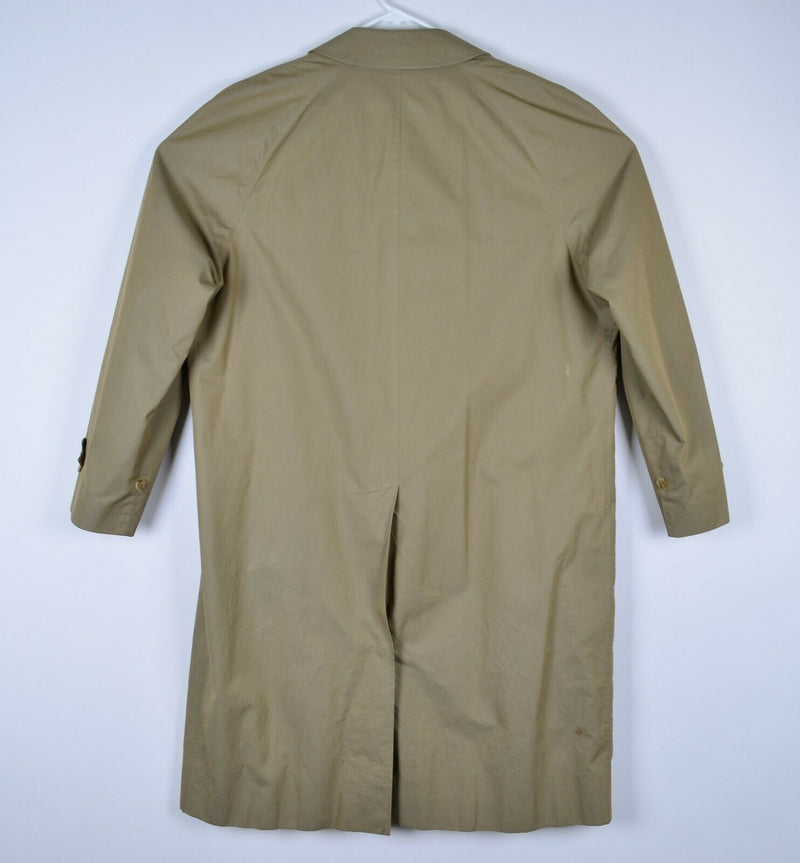 Vintage 80s Burberrys Men's 56 Long Nova Check Lined Khaki Trench Coat WORN