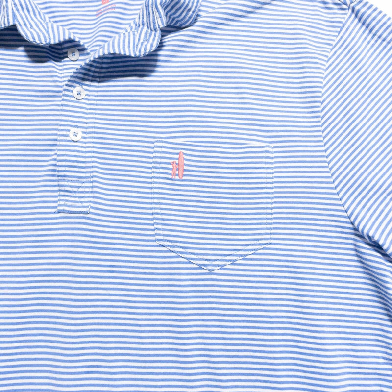 johnnie-O Hanging Out Polo Shirt Men's XL Blue White Striped Pocket Preppy