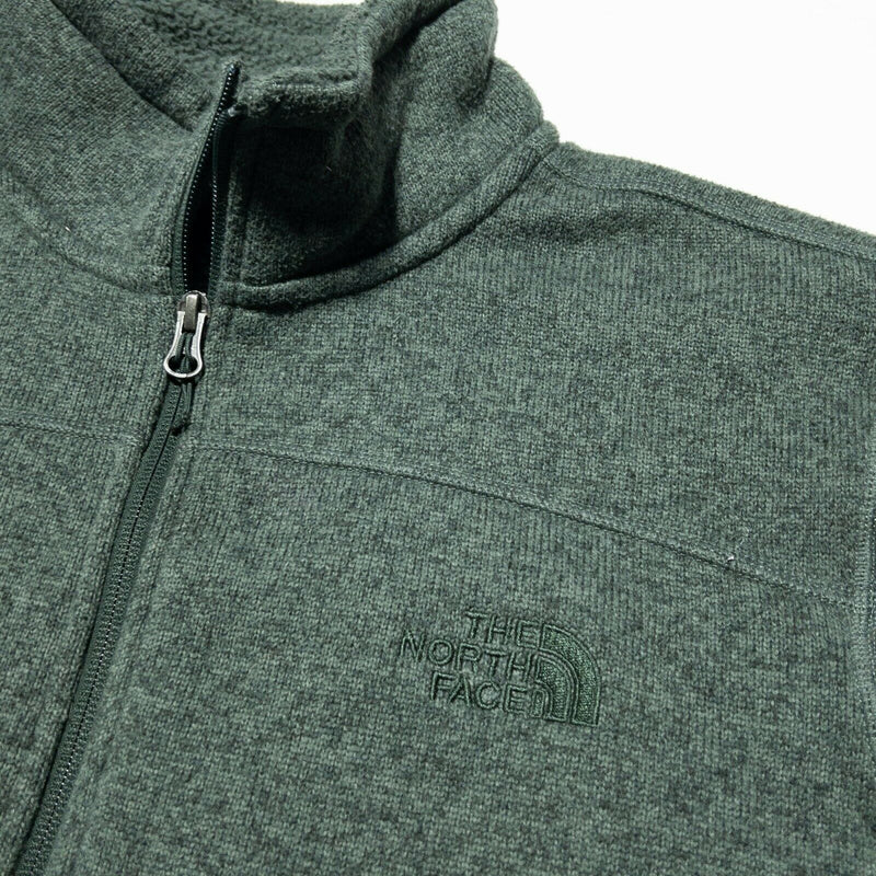 The North Face Fleece Jacket Green Full Zip Logo Men's Large