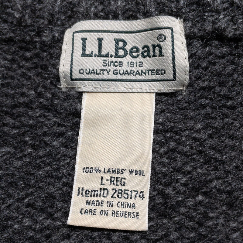 L.L. Bean Wool Sweater Men's Large Classic Ragg Henley Gray Knit Pullover 285174