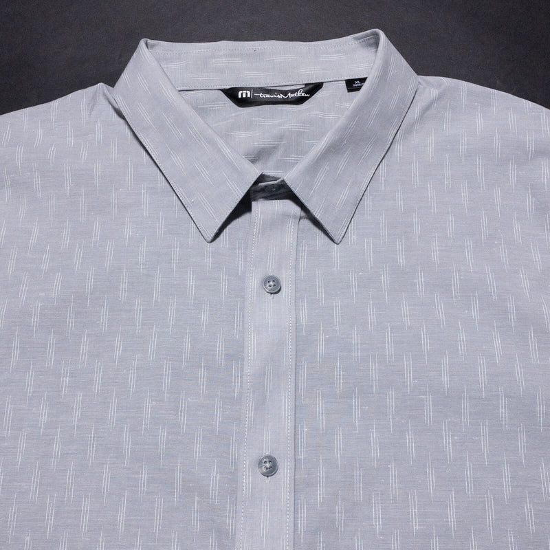 Travis Mathew Button-Up Shirt Men's XL Gray Geometric Short Sleeve Casual