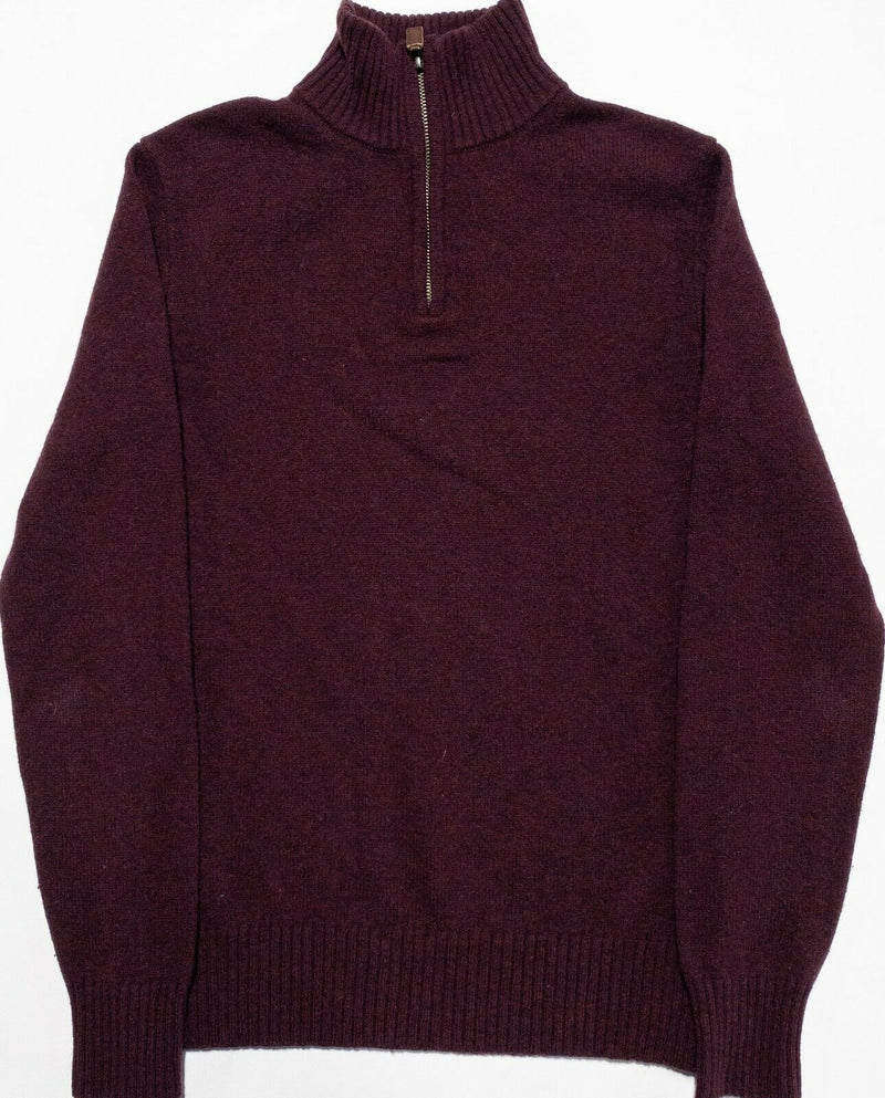 Bonobos Men's Small Slim Fit 100% Lamsbwool Maroon Red/Purple 1/4 Zip Sweater