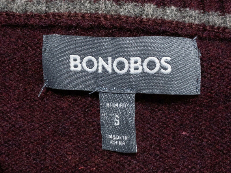 Bonobos Men's Small Slim Fit 100% Lamsbwool Maroon Red/Purple 1/4 Zip Sweater
