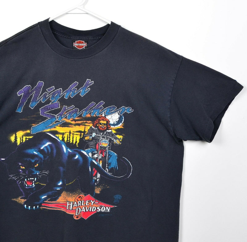 Vintage Harley-Davidson Men's XL Night Stalker Panther Black Vintage 90s T-Shirt