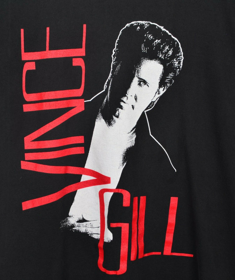 Vtg 1992 Vince Gill Men's Sz XL Black Graphic VG Country Tour Concert T-Shirt