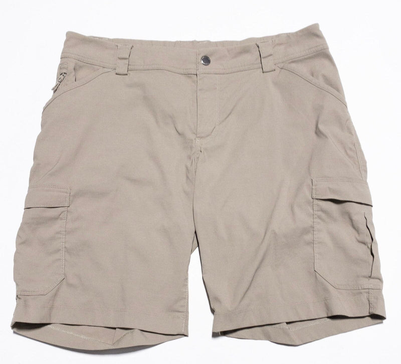 Duluth Trading Co Shorts Women's 14 Dry On The Fly Solid Beige Cargo Nylon
