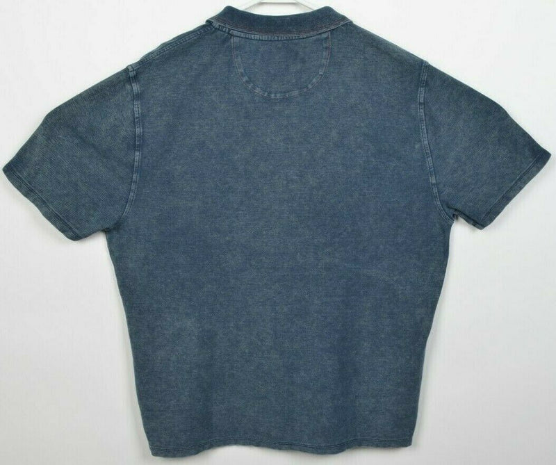 Carbon 2 Cobalt Men's Medium Blue Textured Nature Short Sleeve Polo Shirt