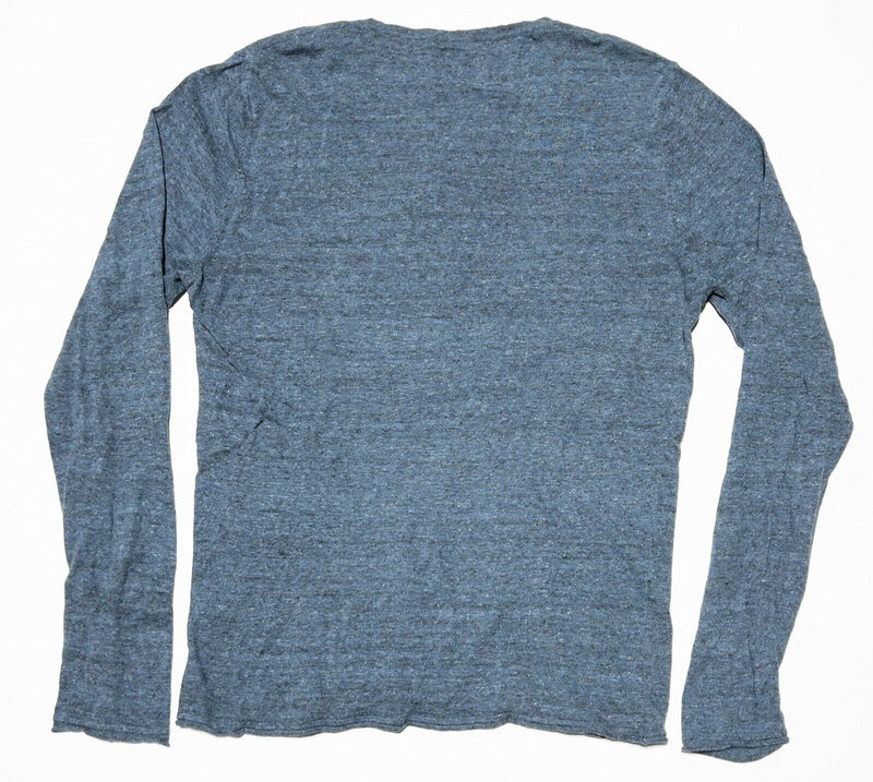 Billy Reid Henley Shirt Blue Linen Blend Italy Long Sleeve Men's Medium