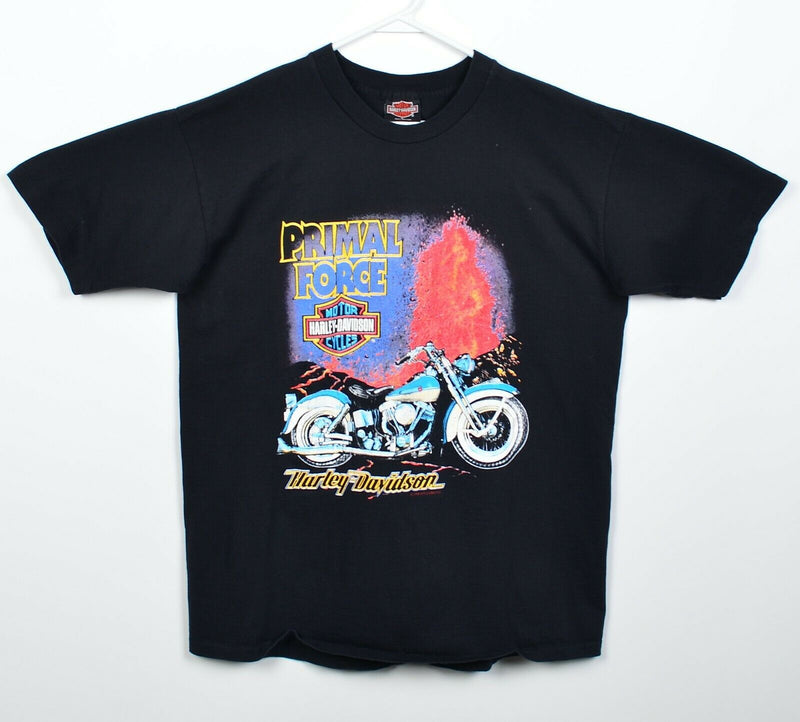 Vintage 1992 Harley-Davidson Men's Large Primal Force Volcano Texas T-Shirt