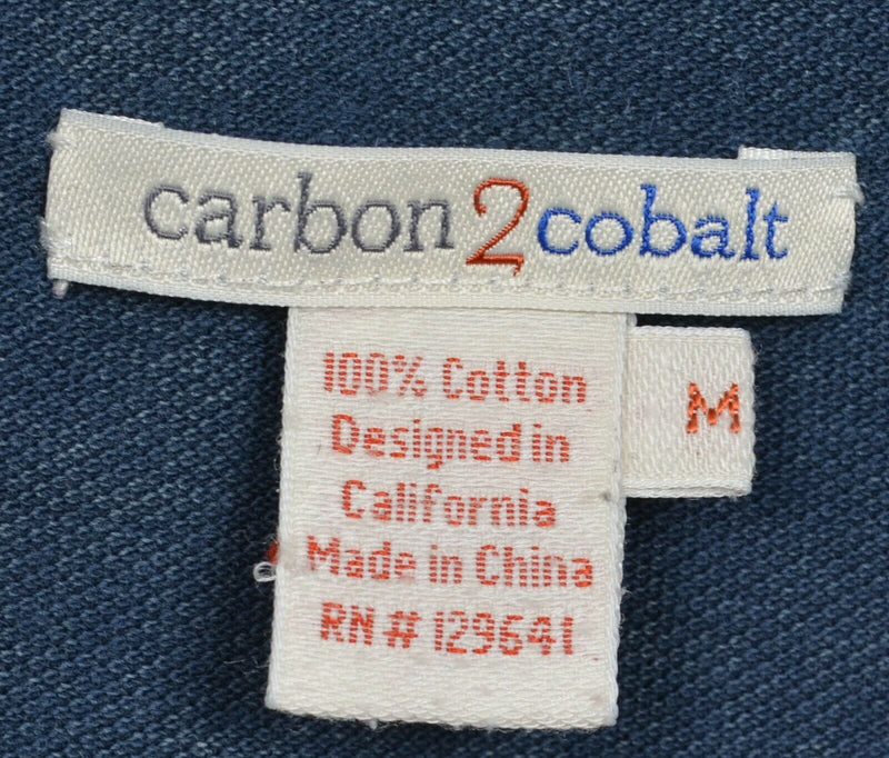 Carbon 2 Cobalt Men's Medium Blue Textured Nature Short Sleeve Polo Shirt