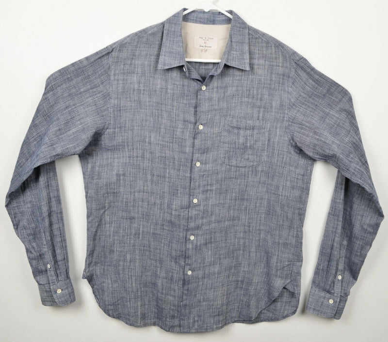 Rag & Bone Men's Sz XL Heather Blue/Gray Chambray Button-Front Made in USA Shirt