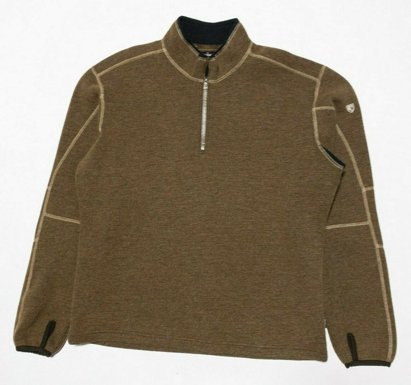 Kuhl ThermoKore Thor Jacket Men's XL Wool Blend 1/4 Zip Pullover Brown Outdoor