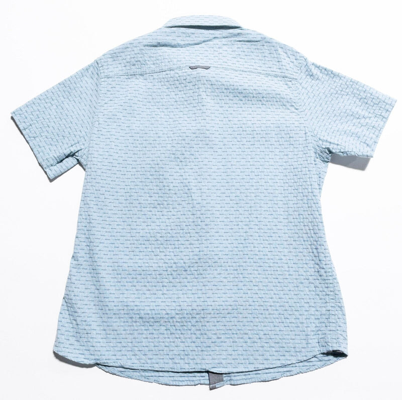 Kuhl Shirt Men's Medium Button-Up Blue Geometric Short Sleeve Cotton Blend