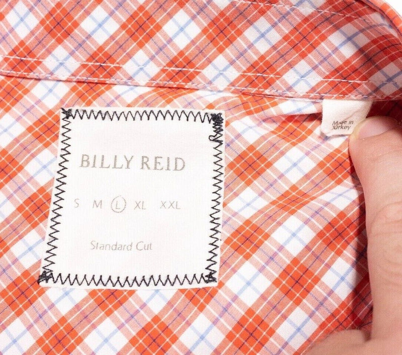 Billy Reid Shirt Large Men's Long Sleeve Red Check Button-Front Pocket Modern