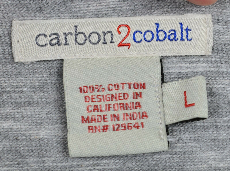 Carbon 2 Cobalt Men's Large Heather Gray Elbow Pads 5-Button Henley Sweatshirt