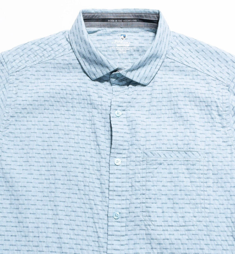 Kuhl Shirt Men's Medium Button-Up Blue Geometric Short Sleeve Cotton Blend