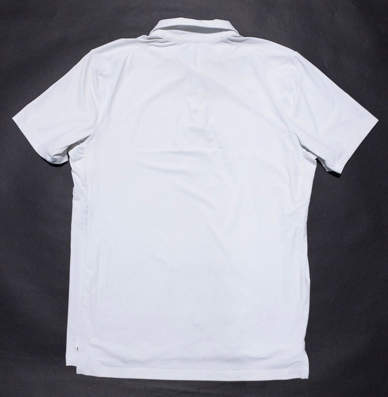 Lululemon Polo Shirt Men's Fits XL Snap Collar Solid White Athleisure Wicking