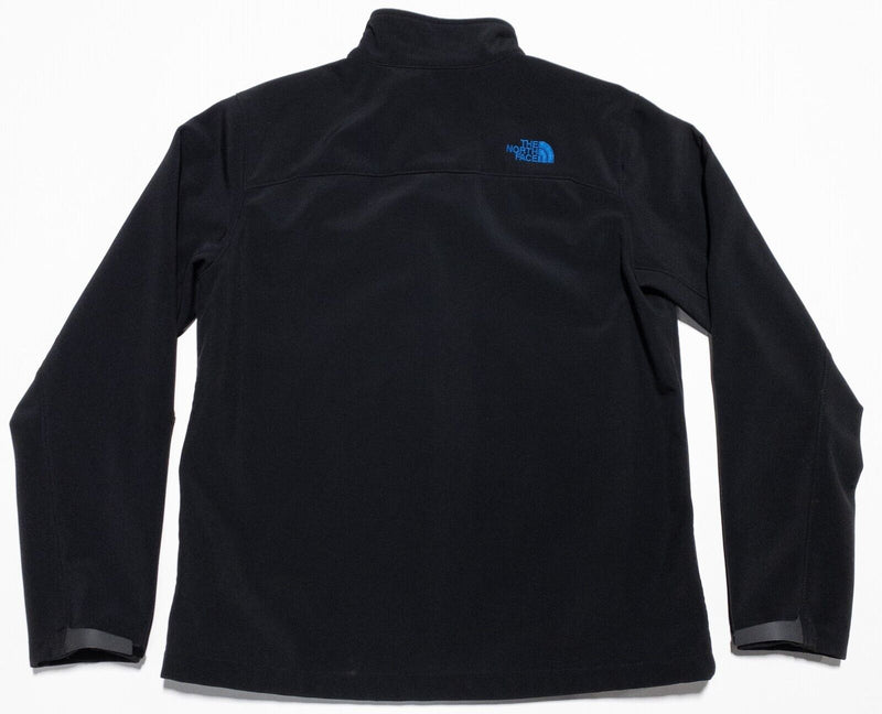 The North Face Softshell Jacket Men's Medium Full Zip Black Blue Fleece Lined