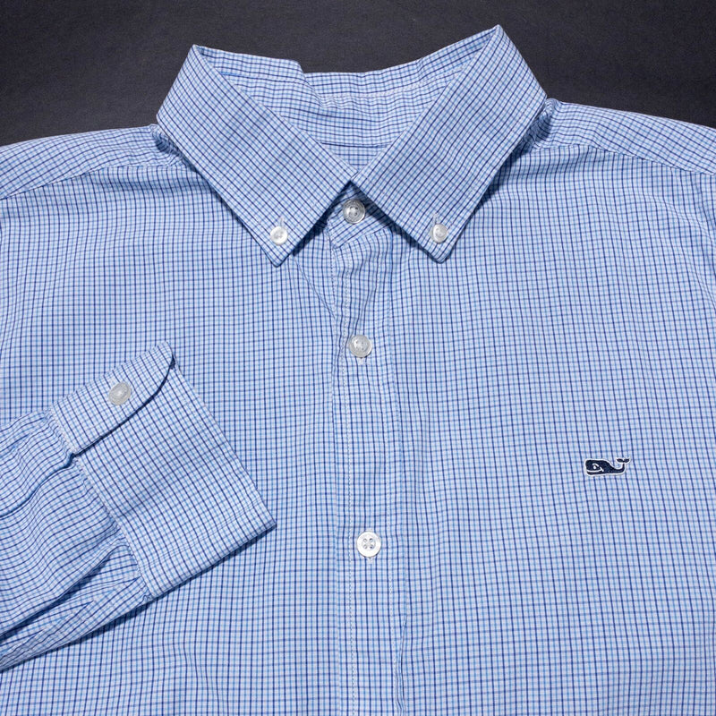 Vineyard Vines Whale Shirt Men's Large Button-Down Long Sleeve Blue Check