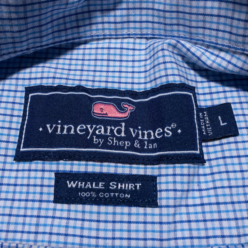 Vineyard Vines Whale Shirt Men's Large Button-Down Long Sleeve Blue Check