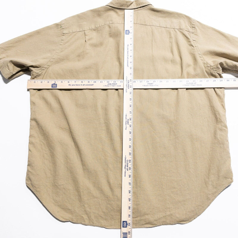 Polo Ralph Lauren 2XB Men's Shirt Linen Blend Button-Up Solid Beige Pockets