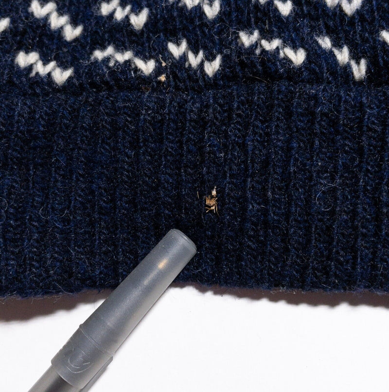 Vintage L.L. Bean Birdseye Sweater Men's Large Script Tag Wool Norway Blue HOLES