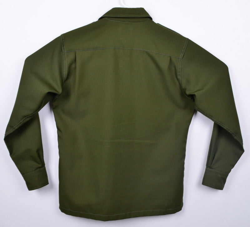 Vtg 80s Christian Dior Men's Medium Olive Green Polyester Military Safari Shirt