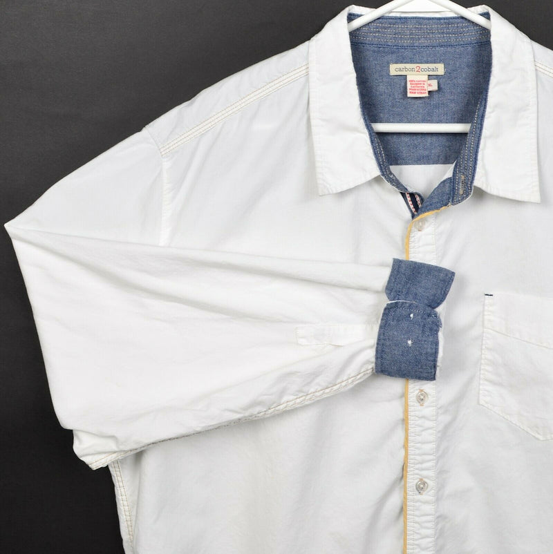 Carbon 2 Cobalt Men's XL Flip Cuff Solid White Long Sleeve Button-Front Shirt