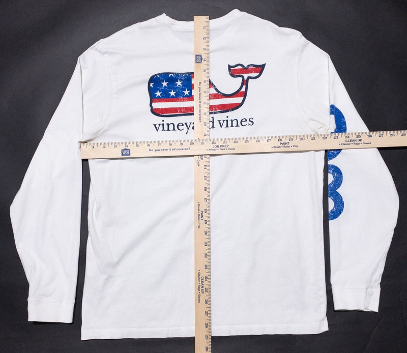 Vineyard Vines Whale T-Shirt Men's Large USA Patriotic Long Sleeve White