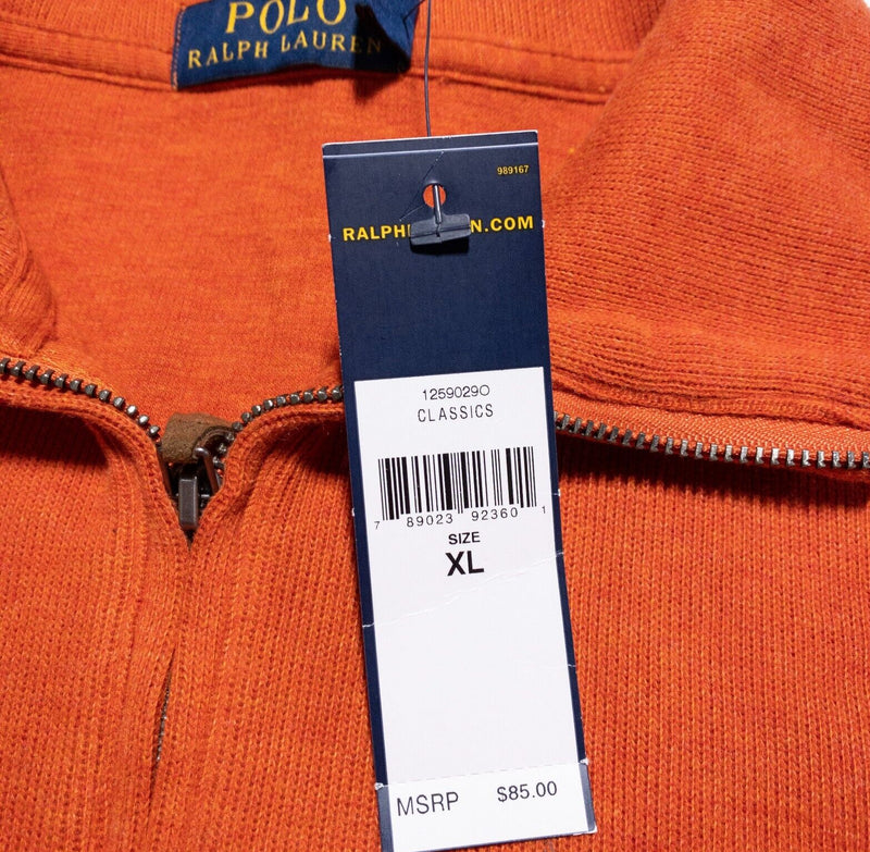 Polo Ralph Lauren Sweater Men's XL Orange 1/4 Zip Pullover Knit Sweatshirt