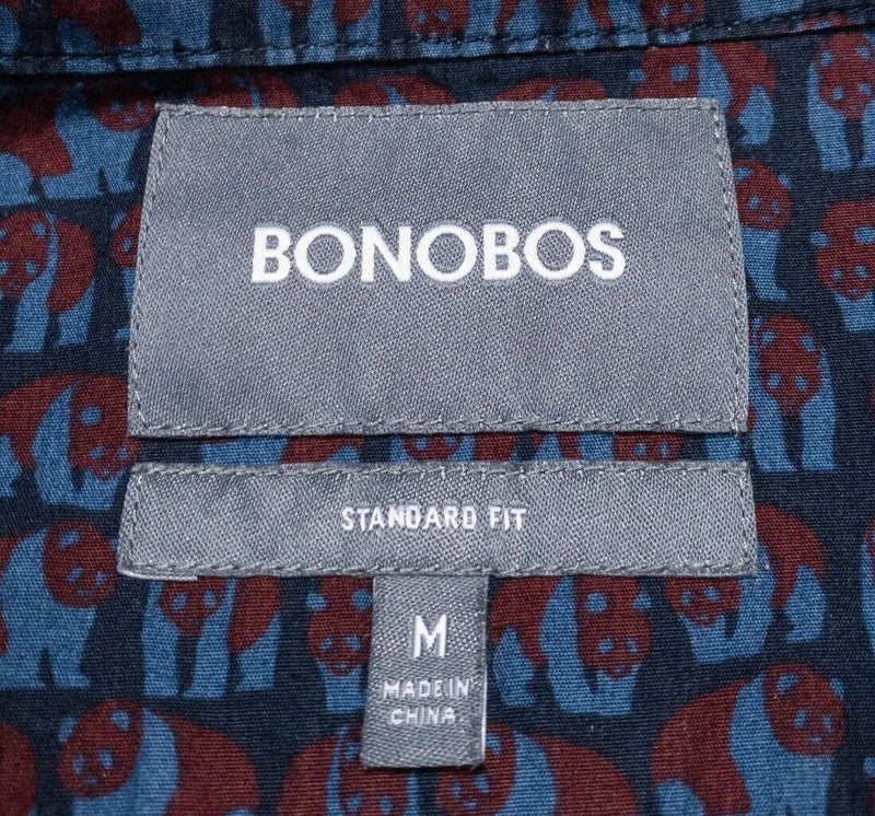 Bonobos Panda Bear Shirt Medium Standard Fit Men's Long Sleeve Animal Blue Red