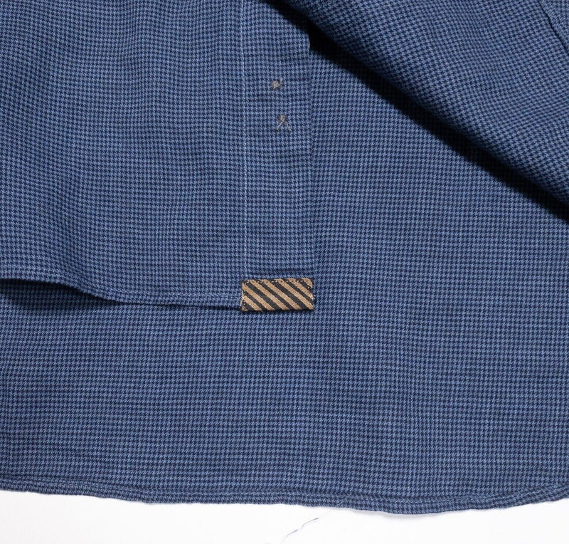 Billy Reid Shirt Small Slim Cut Men's Blue Houndstooth Plaid Button-Down Italy