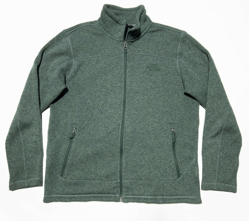 The North Face Fleece Jacket Green Full Zip Logo Men's Large