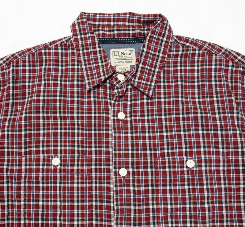 L.L. Bean Shirt Medium Men's Red Plaid Casco Bay Short Sleeve Button-Front