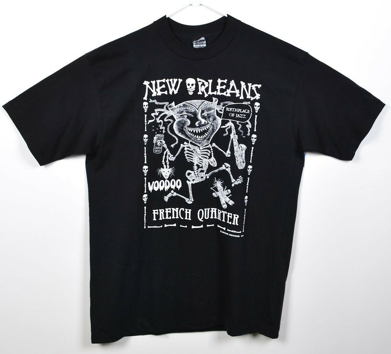 Vintage 90s New Orleans Men's XL French Quarter Voodoo Skeleton No Fear T-Shirt