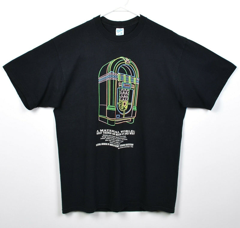 Vintage 1992 Smithsonian Men's XL Jukebox Neon Graphic Material World T-Shirt