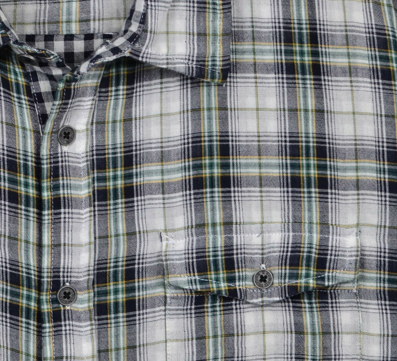 Carbon 2 Cobalt Men's XL Black Flip Cuff Plaid Button-Front Flannel Shirt