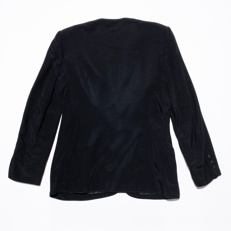 Vintage Christian Dior Blazer Womens 12 Black Lined One-Button Logo 80s Designer