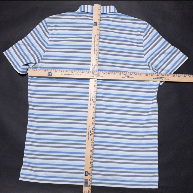johnnie-O Prep-Formance Polo Men's XL Blue Gray Striped Golf Wicking