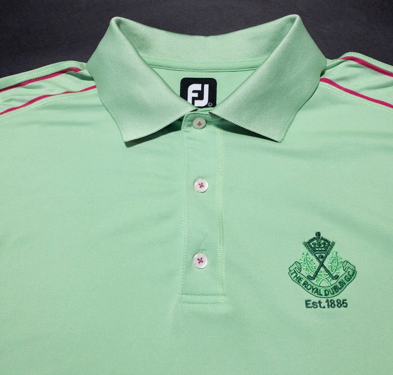 FootJoy Golf Shirt Men's Large Royal Dublin GC Green Performance Wicking